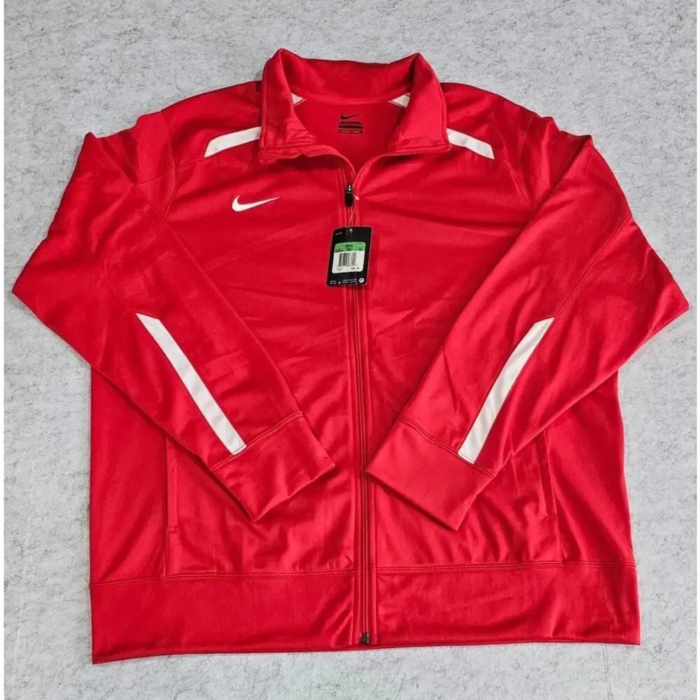 Nike Team Overtime Jacket Red Full-Zip Track Training Sports Jacket. Mens Sz XL